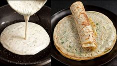 there is a quesadilla being made in a skillet