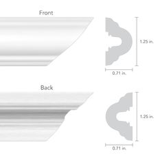 the width and length of a crown moulder with measurements for each one piece