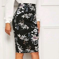 3/$15 Bundle And Save Shein Botanical Print Pencil Skirt Women Size 2, X-Small New Never Worn Knee Length Midi Skirt Classic Beauty Floral Print Non-stretch High Waist Skirt, Spring Office Pencil Skirt In Black, Spring Office Black Pencil Skirt, Chic Gray Pencil Skirt For Spring, Spring Office Gray Skirt, Elegant Fitted Printed Bottoms, Fitted Gray Skirt For Spring, Gray Office Skirt For Spring, Spring Printed Pencil Skirt