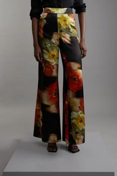 Floral Satin Woven Trouser | Karen Millen Multicolor Floral Print Wide Leg Pants, Multicolor Wide Leg Pants With Floral Print, Spring Floral Print High Waist Wide Leg Pants, Multicolor Floral Print Straight Pants, Multicolor Floral Print Pants, Multicolor Straight Pants With Floral Print, Chic Floral Print Wide Leg Pants, Chic Floral Print Full-length Wide Leg Pants, Full Length Floral Print Wide Leg Pants For Summer