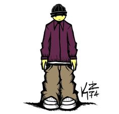 a drawing of a person wearing a hat and pants