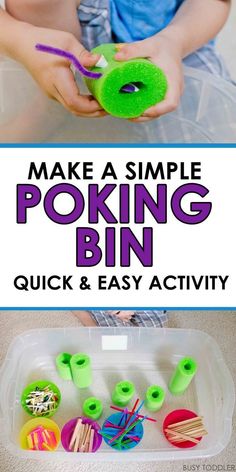 this simple poking bin is perfect for toddlers to play with and learn how to make them