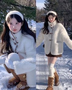 Korean Fashion For Winter, Cute Korean Fashion Winter, Winter Cute Outfits Korean, Japanese Outfits Winter, Cute Korean Winter Outfits, Japanese Cute Outfits, Chinese Winter Fashion, Cute Winter Outfits Korean, Winter Japanese Outfits