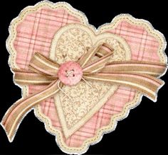 a heart shaped box with a bow and ribbon on it's side, decorated with pink