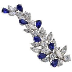 Elegant brooch by Missiaglia a famous italian (venice) jeweler since 1846. It consists of a cluster of top quality diamonds and sapphires gracefully disposed. Diamonds : round and marquise cut: approx. 7,5 carat E to G - VVS - VS Sapphires: approx. approx. 2,85 carats Part of a set with Ref: LU47232285933 Sapphire Brooch, Classy Earrings, Blue Sapphire Necklace, White Gold Set, Diamond Brooch, Silver Tops, Gold Brooches, Blue Gems, Diamonds And Gold