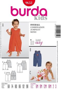 the sewing pattern for burda kids's overalls and pants