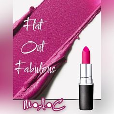 Retro Matte Flat Out Fabulous Is A Cool Toned Dark Fuchsia With A Matte Finish Long Wear Bnib Mac Flat Out Fabulous Lipstick, Fuschia Lipstick Black Women, Mac Hot Pink Lipstick Shades, Mac Retro Matte Liquid Lipstick, Matte Lipstick Colors, Mac Retro Matte, Makeup Mac, Lipstick Color, Mac Makeup