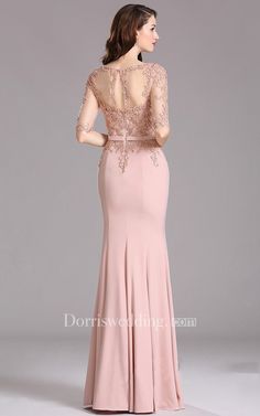 Sheath Bateau Half Sleeve Jersey Appliques Illusion Dress - Dorris Wedding Renda Kebaya, Lace Sweetheart Wedding Dress, Prom Skirt, Cheap Formal Dresses, Dress Pesta, Trendy Wedding Dresses, Dress Attire, Sweetheart Wedding Dress, Illusion Dress