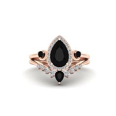 14k Black Engagement Ring Set, Moon Style Black Onyx Ring, Black Stone Rose Gold Wedding Set, Moon And Star Ring, Black Onyx Engagement Ring Onyx is the official birthstone for those native to the zodiac signs Leo or Capricorn, and is said to help these individuals with becoming masters of their own destinies. It provides them with steadfast confidence, centers energy in times of mental or physical stress, and offers wise decision-making. Facts About Vermeil Jewelry: Is gold vermeil good quality? After solid gold, gold vermeil is the highest quality type of gold tone jewelry that you can buy. It is a great option for those who are seeking an affordable and high quality alternative to solid gold jewelry.  Jewelry Information : Handmade, high-quality item Material:  925 silver (platinum verm Formal Black Stackable Fine Jewelry Rings, Black Gemstone Stackable Rings For Anniversary, Fine Jewelry Black Onyx Diamond Ring, Black Rose Cut Diamond Ring, Black Onyx Diamond Ring For Anniversary, Black Round Jewelry With Rose Cut Diamonds, Black Round Rose Cut Diamond Jewelry, Black Jewelry With Rose Cut Diamonds And Black Spinel, Black Diamond Ring With Rose Cut For Anniversary