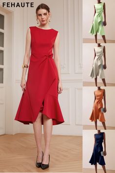 💃Experience our H-line dresses, combining classic sihouettes with flattering ruffles and a unique waist knot. Perfect for any occasion, they ensure timeless sophistication and style.
🔎16208805

#fehaute #fehautedress #fashion #ootd Sleeveless Sheath Dress For Summer Evenings, Summer Cocktail Sleeveless Sheath Dress, Summer Sleeveless Fit And Flare Dress For Formal Occasions, Red Fit And Flare Summer Dress, Red Fit And Flare Midi Dress For Summer, Elegant Red A-line Sleeveless Dress, Summer Cocktail Sleeveless A-line Dress, Red Sleeveless Midi Dress For Evening, Red Sheath Dress For Summer