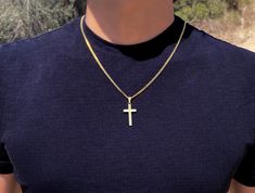 Personalized Cross Necklace - Custom Engraved Men's and Boys Cross Necklace Add a touch of elegance and sentimentality to your jewelry collection with our Personalized Cross Necklace. This beautifully crafted piece is perfect for men and boys, making it a versatile accessory for any occasion. Whether you're looking for a meaningful gift for a loved one or a special treat for yourself, this engraved cross necklace is sure to make a lasting impression. Key Features: Custom Engraving: Personalize the cross pendant with a name, date, or a special message, making it a unique keepsake. High-Quality Material: Made from durable stainless steel, this necklace is designed to last and resist tarnish. Stylish Design: The sleek and modern design of the cross pendant complements any outfit, from casual Boys Necklaces, Mens Gold Necklace, Boys Cross Necklace, Men Cross Necklace, Necklace Boys, Cross Necklace Mens, Men's Necklace Gold, Cross Necklace For Men, Gold Necklace For Men