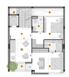 the floor plan for a small apartment with two rooms and three separate areas, including one bedroom