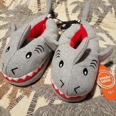 Very Comfy And Warm Fun Shark Slippers By Wonder Nation! New With Tags. Discounted Shipping. Fun Round Toe Slippers For Winter, Fun Round Toe Winter Slippers, Winter Fun Non-slip Slippers, Fun Non-slip Winter Slippers, Cute Winter Slippers For Playtime, Playful Winter Slippers For Playtime, Playful Winter Slippers, Shark Slippers, Kids Shoes