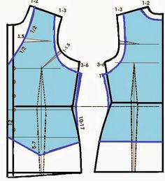 the front and back view of a women's vest pattern, with measurements for each section