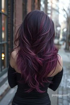 Purple Hair From Brown, Mahogany Purple Hair Color, Grape Hair Color Dark Purple, Grape Violet Hair Color, Brunette Hair With Purple Highlights, Hair Colour For Indian Skin, Permanent Hair Dye