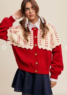 Button down cardigan. Strawberry Cardigan, Jay Jay, Clothes Winter, Crochet Inspo, Button Down Cardigan, Knitted Wit, Aesthetic Themes, Cute Sweaters, Strawberry Shortcake