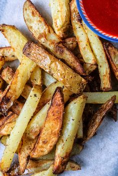 french fries with ketchup on the side