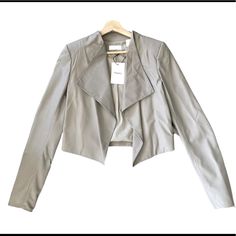 Theory Lambskin Leather Jacket Nwt!! Color: Stone (A Beautiful Cool Taupe That Will Go With Everything) Size Small (Fits Like A 2/4) Style: Cropped Jacket With A Draped Front Can Be Dressed Up Or Down. Looks Great With Jeans Or Over A Dress For Work Or A Night Out Really Soft Real Leather! Fully Lined Lamb Leather Jacket, Dress For Work, Lambskin Leather Jacket, Cropped Leather Jacket, Trim Jacket, Color Stone, Navy Leather, Leather Biker Jacket, Leather Moto Jacket