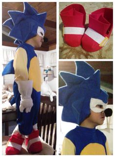 several pictures of sonic the hedgehog shoes and slippers for children to wear on their feet