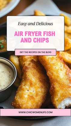 air fryer fish and chips with dipping sauce