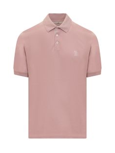 100% Cotton | Brunello Cucinelli Men's Polo Shirt in Rose/Off White/Perla | SS24 Luxury Cotton Polo Collar Top, Luxury Cotton Top With Polo Collar, Elegant Cotton Polo Collar Top, Brunello Cucinelli Men, Engineered Garments, Brunello Cucinelli, Luxury Retail, Stylish Men, Men's Polo