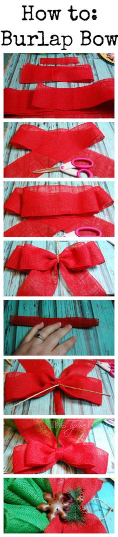 the instructions for how to make a bow out of ribbon and fabric, with text overlay