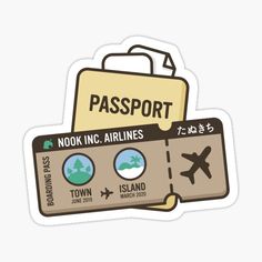 a passport sticker with the words nook inc airlines and an airplane on it