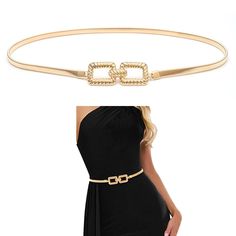 PRICES MAY VARY. Size: 0.8CM(W) x 70CM(L), Fit Waist Girth:Size 2-Size14, If the belt is too longer for you, you can cut it for your desired waist size. We updated the steps in the detailed image. High Quality Gold Metal Designer Knot Buckle -catching and stylish with easy & convenient removable. A perfect single item for your skirt, T-shirt. Fashion accessory for daily or special occasion. Women's Stretch Belt Series. Great for All Occasion. Women's Fashion Waist Thin Cinch Belt For Wedding/Evening Dress--as a perfect decoration for your outfit and it would be fashion to wear for any occasion and would help liven up your outfit. And it can be a good gift for chirstmas day, valentine's day, Mother’s days, Birthday.

 Please note: 
 - The actual colour of the belt maybe different from the p Womens Belts Fashion Accessories, Gold Belts For Dresses, Black Pant Suit, Cinch Belt, Gold Belt, Gold Belts, Branded Belts, Stretch Belt, Evening Dresses For Weddings