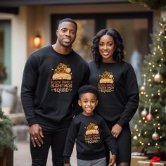 Black Family Christmas Squad Shirt, African American Holiday Shirt, Matching Christmas Shirts, Melanin Christmas Shirts, Unisex,  Sweatshirt Brand Information  Adult Sized, Unisex  100% Cotton Bella Canvas - Short Sleeve and Long Sleeve. 50% Cotton 50% Polyester Gildan Sweatshirts PLEASE READ INSTRUCTIONS CAREFULLY -----How To Order----- 1- Choose your t-shirt sleeve length, size, and color *PLEASE NOTE: THE DROP DOWN BOX HAS SHORT SLEEVE, LONG, SLEEVE AND SWEATSHIRT AVAILABLE. YOU MUST SELECT THE DESIRED SHIRT - SHORT SLEEVE, LONG SLEEVE OR SWEATSHIRT* 2-Choose your t-shirt size and color combination 3- Click add to cart. You can go back to add more product 4-Click "View in Cart" to Check out. -----CARE INSTRUCTIONS----- Wash item inside out in cold water, do not bleach, do not dry clean, Black Family Christmas, Melanin Christmas, African American Holidays, American Holiday, Matching Christmas Shirts, Black Family, Squad Shirt, Black Families, Holiday Shirt