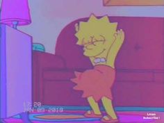 the simpsons character is dancing in his living room