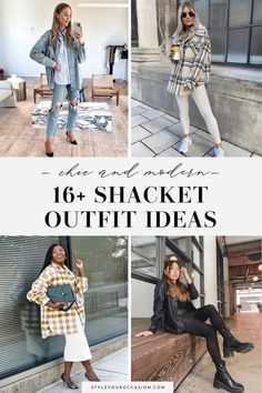 Sweatpants And Shacket Outfit, How To Style Denim Shacket, Gray And White Shacket Outfit, How To Style An Oversized Shacket, Outfits With A Shacket, Shacket Layering Outfit, Shacket And Tennis Shoes, How To Wear Shacket Casual, Dressy Shacket Outfit Women