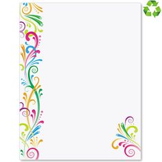 a colorful floral border with white paper