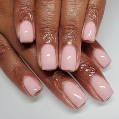 Light Pink Overlay Nails, Nails Basic Natural, Short Curved Nails, Light Pink Nail Polish, Pale Pink Nails, Nails Basic, Fresh Nails