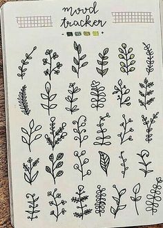 a sheet of paper with different types of plants on it and the words,'mood tracker