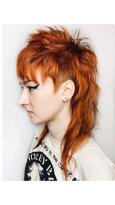 Modern Punk Hairstyles Women, Spiky Mullet Women, Copper Mullet Hair, Fukuhilla Hair, Long Deathhawk, Shag With Shaved Sides, Mohawk Mullet Woman, Womens Mullet Hairstyles