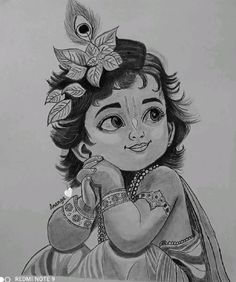 #god #krishanlove Little Krishna Drawing, Drawing With Pencil, Krishna Drawing, Boho Art Drawings, Pencil Sketch Images, Easy Love Drawings, Little Krishna