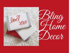 two christmas cards with the words, bling home decor on them and an envelope