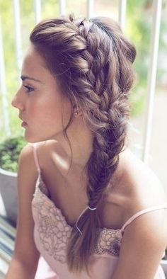 20 hermosas trenzas para cabello largo Fishtail Braids, Side Swept Hairstyles, Side Braid Hairstyles, Fish Tail Braid, Hair Color Ideas