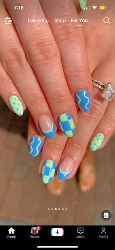 Mint Nail Designs Ideas, Nail Ideas Summer Colors, Summer 2024 Nail Inspiration, Summer Nails Different Designs, Nails Almond Design Summer, Beachy Nail Designs Summer, Colorful Nail Designs Summer, Easy Cute Summer Nails, Lake Nails Designs