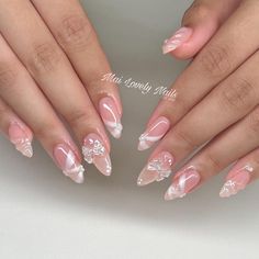 Soft Gel Nails Design Classy, White Coquette Nails, Asian Nail Art Korean, Asian Style Nails, Outfits Asian, Rave Nails, Viral Aesthetic, Cute Pink Nails, Chanel Lipstick