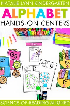 the alphabet hands - on centers are organized and ready to be used