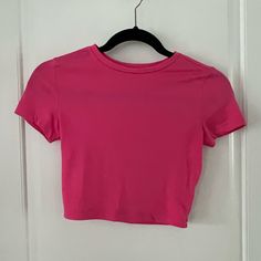 Brand: Wild Fable (Target) Size: Xs Color: Hot Pink Quality: Brand New, Never Worn Dm For More Info! :) Basic Pink Cropped T-shirt, Basic Pink Crop Top, Pink Stretch Cropped T-shirt Casual, Personal Things, Hot Pink Shorts, Pink Shorts, Wild Fable, Crop Tee, Pink Red