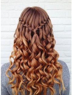 Simple Waterfall Braid Waterfall French Braid, Waterfall Braid With Curls, Down Hairstyles For Long Hair, Nyc Pics, Easy Curls, Pattern Hair, Cape Pattern, Bun Maker, Hair Chalk