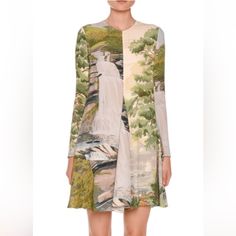 Armpit To Armpit 16 Inches Length Of Dress 34 Inches Length Of Sleeve 23 Inches For Cut Skirt. Dress Seems To Be Painted With Watercolors Beautifully Placed Narrow Sleeves Zipper On Cuff. It Has Two Side Pockets. Retail Price: $1335 Puffy Sleeve Dress, Color Block Bodycon Dress, Stella Mccartney Dresses, 2017 Runway, Grey Sweater Dress, Long Sleeve Shift Dress, Zip Dress, Ribbed Knit Dress, Forest Landscape