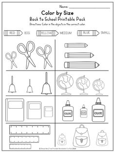 the back to school printable pack includes scissors, pencils and other items that are included