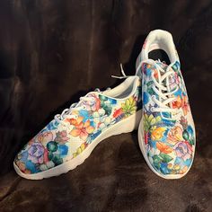 Yes We Vibe Brand Sneakers. Gorgeous Bright Floral Print. Brand New. Never Been Worn. Casual Low-top Sneakers For Vacation, Multicolor Sneakers For Summer Sports, Casual Sneakers With Round Toe For Vacation, Casual Round Toe Sneakers For Vacation, Casual Sneakers For Vacation And Spring, Casual Sneakers For Spring Vacation, Casual Sneakers For Vacation In Spring, Casual White Sneakers For Vacation, Sporty Low-top Sneakers For Vacation