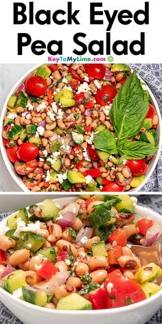 Two images of black eyed pea salad, with title text at the top. Black Eyed Pea Salad, Pea Salad Recipes, Chopped Vegetables, Salad Dressing Recipes Healthy, Salad Recipes Healthy Easy, Black Eyed Pea, Salad Easy, Hearty Salads, Healthy Salad Dressing