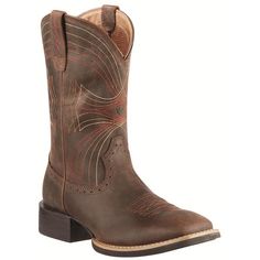 Ariat Men’s Sport Wide Square Toe Brown Boots 10010963 – Wild West Boot Store Mens Boots Online, Cowboy Boots Square Toe, Boots Zipper, Boots Store, Vintage Cowboy Boots, Fashionable Snow Boots, Boots Square Toe, Mens Fashion Rugged, Boots Cowboy