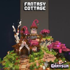 an image of a fantasy cottage made out of lego blocks and bricks with text overlay that reads, fantasy cottage