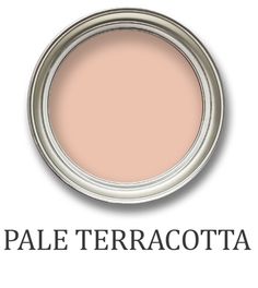 a pink paint can with the words pale terracotta